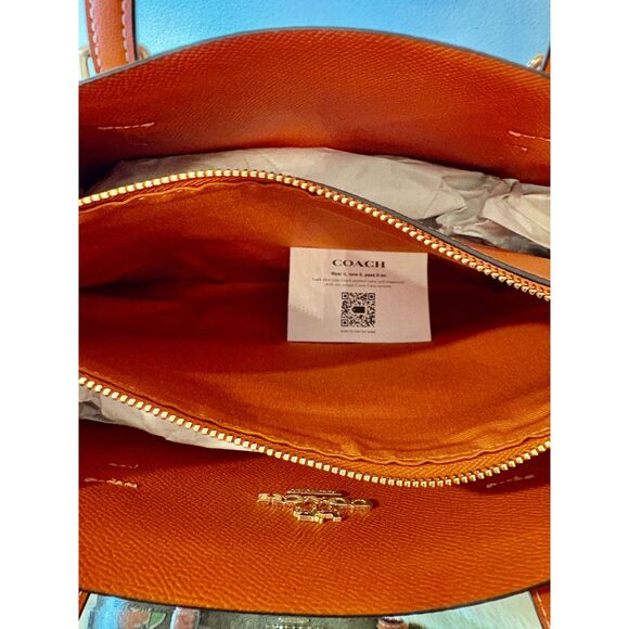 Coach Mollie Satchel Signature Canvas Orange Print Tan Multi NWT Crossbody - Picture 12 of 15